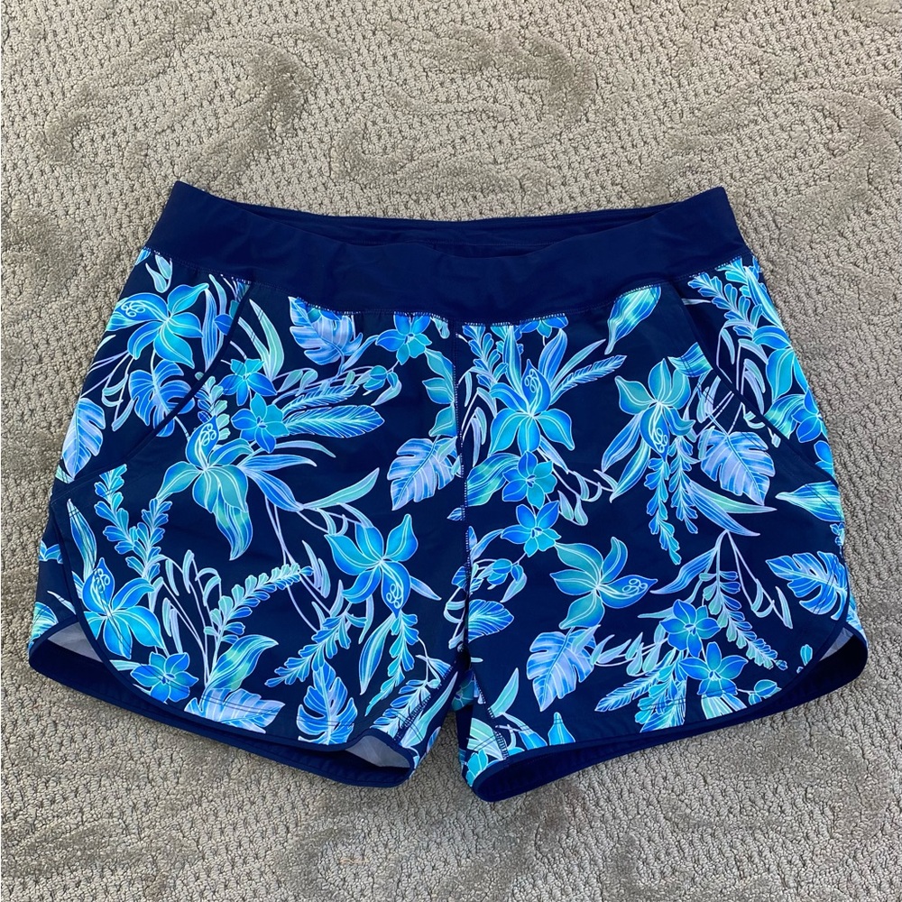 Land’s End Floral Blue Swim Shorts